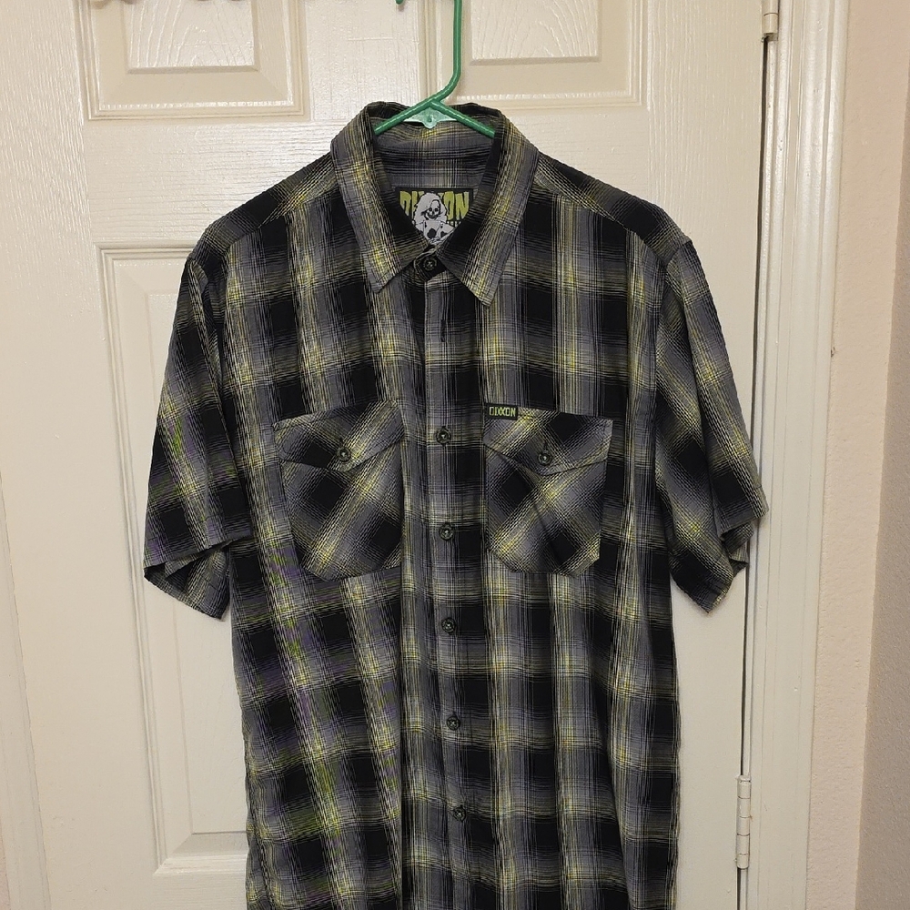 DIXXON Men's Plaid Button-Down Shirt - Black and Yellow